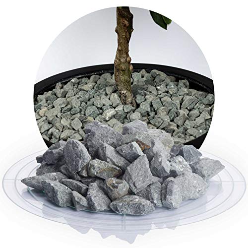 Schicker Mineral Diabas Ziersplitt grau 25 kg, Naturstein, Splitt für Steingärten, Beet, Gartenteich, Fassadenschutz, Weg- und Terrassengestaltung, robust, witterungsbeständig (Körnung 11-22 mm) von Schicker Mineral