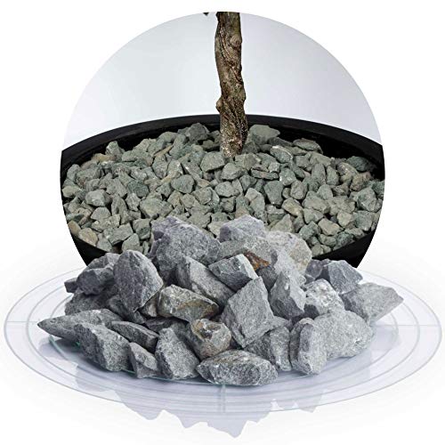 Schicker Mineral Diabas Ziersplitt grau 25 kg, Naturstein, Splitt für Steingärten, Beet, Gartenteich, Fassadenschutz, Weg- und Terrassengestaltung, robust, witterungsbeständig (Körnung 16-22 mm) von Schicker Mineral