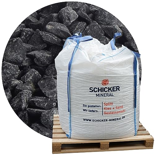 Schicker Mineral Basalt Ziersplitt anthrazit 5-8 mm 1000 kg Big Bag, Basaltsplitt aus Deutschland, farbechter Naturstein, Basaltbruch, ideal zur Garten-, Hof- & Weggestaltung von Schicker Mineral