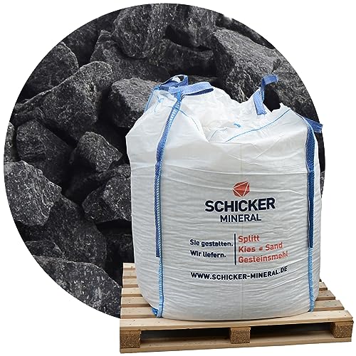 Schicker Mineral Basalt Ziersplitt anthrazit 8-16 mm 1000 kg Big Bag, Basaltsplitt aus Deutschland, farbechter Naturstein, Basaltbruch, ideal zur Garten-, Hof- & Weggestaltung von Schicker Mineral