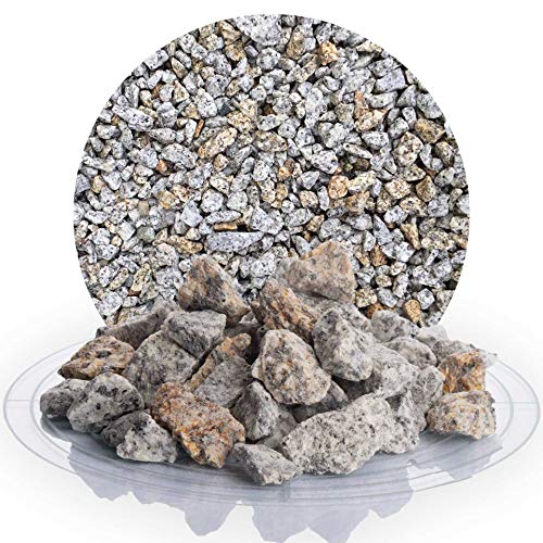 Schicker Mineral Granit Ziersplitt gelb-grau 25 kg in 8-16 mm und 16-32 mm, ideal zur Gartengestaltung, bunter Granit Naturstein Splitt (16-32 mm) von Schicker Mineral