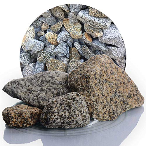 Schicker Mineral Granit Ziersplitt gelb-grau 25 kg in 8-16 mm und 16-32 mm, ideal zur Gartengestaltung, bunter Granit Naturstein Splitt (50-150 mm) von Schicker Mineral
