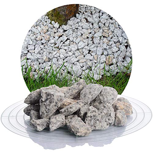 Schicker Mineral Granit Ziersplitt grau 25 kg in 8-16 mm und 16-32 mm, ideal zur Gartengestaltung, Salz und Pfeffer Granit Naturstein Splitt (16-32 mm) von Schicker Mineral