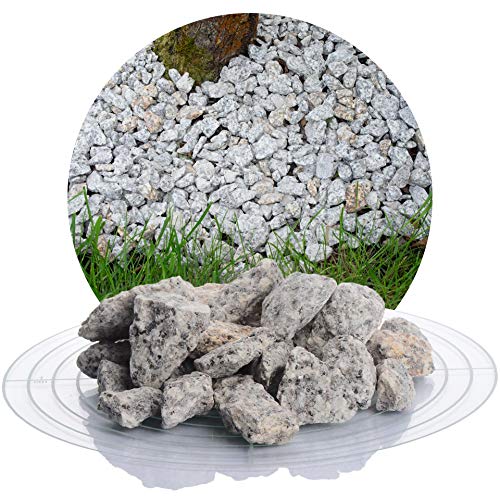 Schicker Mineral Granit Ziersplitt grau 25 kg, ideal zur Gartengestaltung, Salz und Pfeffer Granit Naturstein, Splitt, robust, witterungsbeständig, Steingarten, Weg-, Terrassengestaltung (16-32 mm) von Schicker Mineral