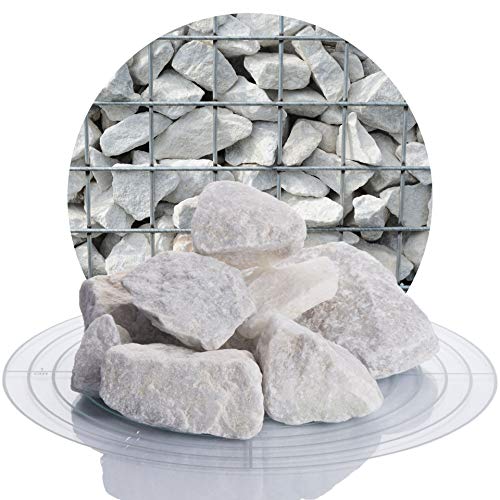 Schicker Mineral weiße Marmor Gabionensteine 25 kg, Bruchsteine 32-60 mm, Steine für schmale Gabionen, Säulen und Steinzäune von Schicker Mineral