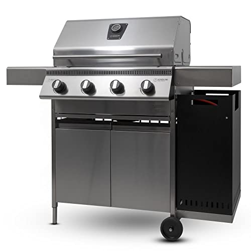 Gasgrill PremioGas XL III Allrounder Plus – Premium Edelstahlgrill aus Deutschland mit 4x 5kW Brenner, doppelwandigen Deckel – Direkt vom Hersteller: 4-teiliger Grillrost & V4A Brennerabdeckungen von Schickling