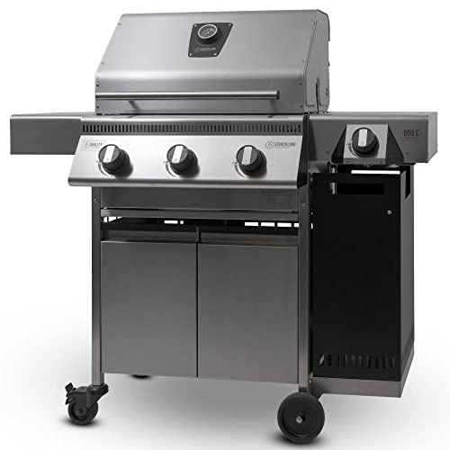 Schickling Gasgrill PremioGas III Burner Plus - Edelstahlgrill Grillwagen mit Unterschrank, doppelwandigem Deckel, 3x 5kW Brenner, 800 Grad Seitenbrenner & 3-teiligem Grillrost - Made in Germany von Schickling