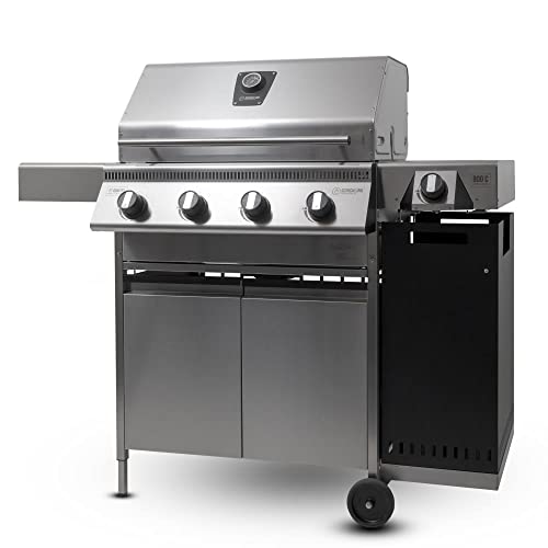 Schickling Gasgrill PremioGas XL III Burner - Edelstahlgrill Grillwagen mit Unterschrank, doppelwandigem Deckel, 4x 5kW Brenner, 800 Grad Seitenbrenner & 4-teiligen Grillrost - Made in Germany von Schickling