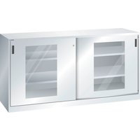 LISTA Beistellschrank mit Schiebetüren, (BxH) 2000x1000mm, 4 Verstellböden, Sichtfenster, Tiefe 500mm, lichtgrau von Lista