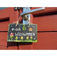 Schild Schiefer Herzlich Willkommen von Schiefermalerin