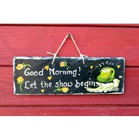 Schiefer Spruch Guten Morgen von Schiefermalerin