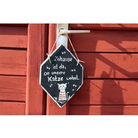 Schiefer Spruch Katze von Schiefermalerin