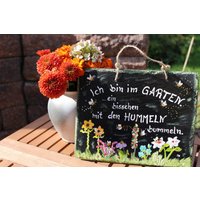 Schild Bin Im Garten Mit Den Hummeln Bummeln von Schiefermalerin