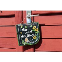 Schild Hier Wohnt Das Glück von Schiefermalerin