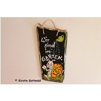 Sind Im Garten Schild Aus Schiefer von Schiefermalerin