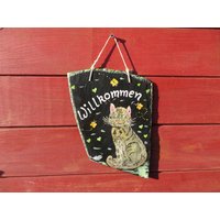 Türschild Katze von Schiefermalerin