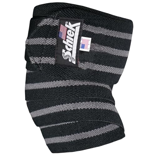 Schiek Sports Kniebandage, Baumwolle, elastisch, mit Klettverschluss, Schwarz / Silber von Schiek