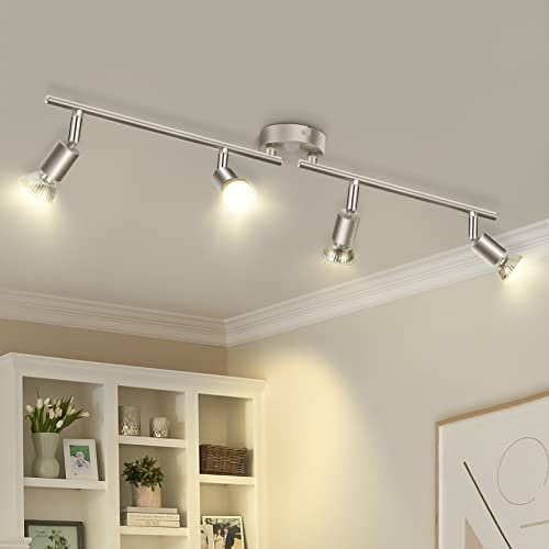 Schiele Deckenlampe Deckenstrahler 4 Flammig,Schwenkbar Deckenlampe Strahler LED 6W Strahler Innen Lampen GU10 Deckenspots Strahler Decke für Esszimmer Küche Flur Zimmer Wohnzimmer von Schiele