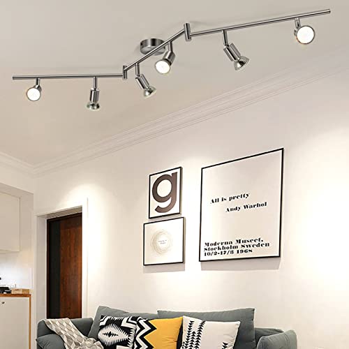 Schiele Deckenlampe Deckenstrahler 6 Flammig,Schwenkbar Deckenlampe Strahler LED 6W Strahler Innen Lampen GU10 Deckenspots Strahler Decke für Esszimmer Küche Flur Zimmer Wohnzimmer von Schiele