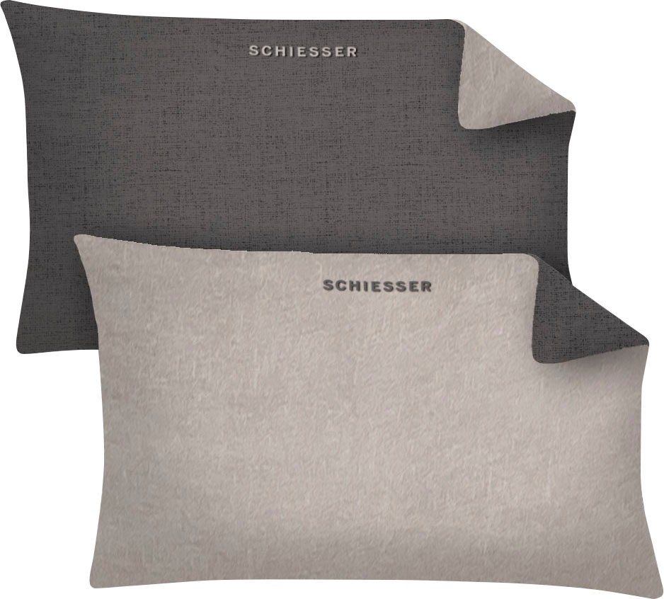 Kissenbezüge Schiesser Feinbiber Doubleface Kissenhüllen 2er Pack, Schiesser (2 Stück), mit toller Wendeoptik von Schiesser