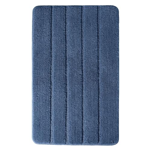 Schiesser Badteppich Milano mit weichem Flor und rutschhemmender Rückseite | 60x100cm | Dunkelblau von Schiesser