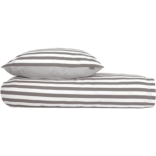 Schiesser Bettwäsche Renforcé,Pure Elegance, Farbe: grau-weiß gestreift, Größe:155 cm x 220 cm von Schiesser