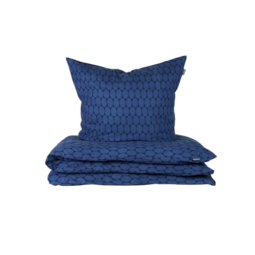 Schiesser Bettwäscheset Drops | Feinbiber | 2-teilig | Grafikprint | 100 % Baumwolle | Oeko-Tex® Made in Green Zertifiziert | Reißverschluss | 135x200cm + 80x80cm | Dunkelblau von Schiesser