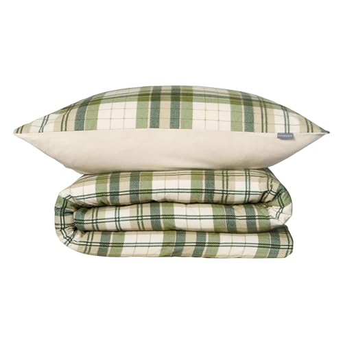 Schiesser Bettwäscheset Morris - Feinbiber - 2-teilig - 135 x 200 cm - Grün von Schiesser