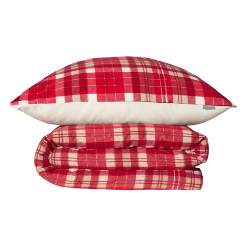 Schiesser Bettwäscheset Morris - Feinbiber - 2-teilig - 135 x 200 cm - Rot von Schiesser