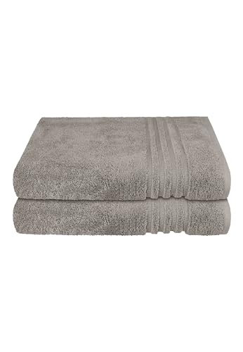 Schiesser Duschtuchset Milano - 2-teilig - 70 x 140 cm - Hellgrau von Schiesser