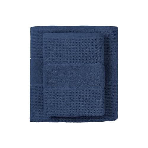 Schiesser Duschtuchset Turin - 2-teilig - 70 x 140 cm (Dunkelblau, 70 x 140 cm) von Schiesser