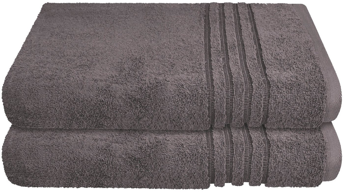 Schiesser Duschtücher Milano aus 100% Baumwolle mit eleganter Bordüre in Hoch-Tief-Optik, Frottier (Set, 2-St), Made in Green von Schiesser