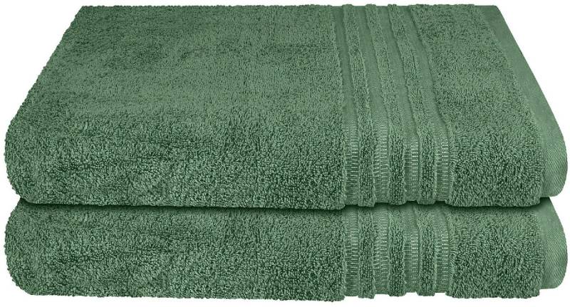 Schiesser Duschtücher Milano aus 100% Baumwolle mit eleganter Bordüre in Hoch-Tief-Optik, Frottier (Set, 2-St), Made in Green von Schiesser