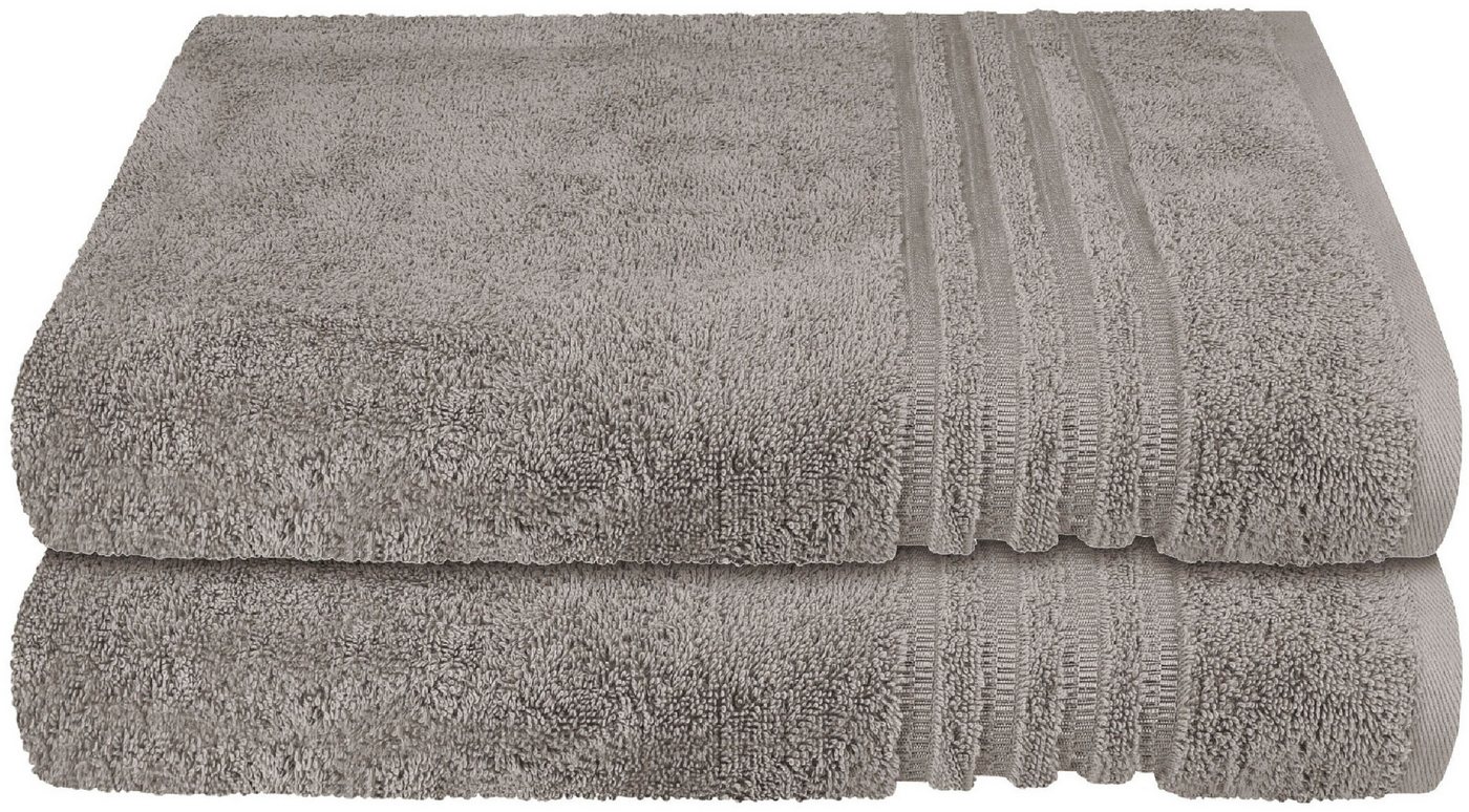 Schiesser Duschtücher Milano aus 100% Baumwolle mit eleganter Bordüre in Hoch-Tief-Optik, Frottier (Set, 2-St), Made in Green von Schiesser