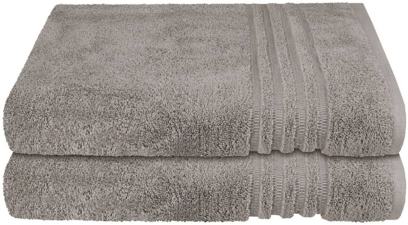 Schiesser Duschtücher Milano aus 100% Baumwolle mit eleganter Bordüre in Hoch-Tief-Optik, Frottier (Set, 2-St), Made in Green von Schiesser