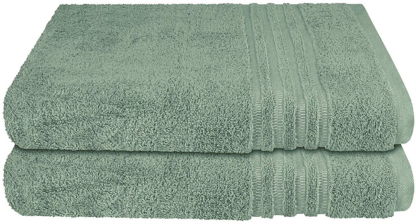 Schiesser Duschtücher Milano aus 100% Baumwolle mit eleganter Bordüre in Hoch-Tief-Optik, Frottier (Set, 2-St), Made in Green von Schiesser