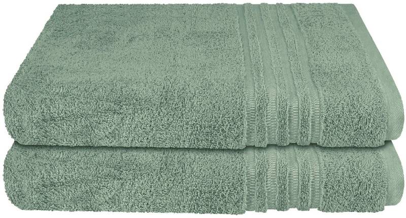 Schiesser Duschtücher Milano aus 100% Baumwolle mit eleganter Bordüre in Hoch-Tief-Optik, Frottier (Set, 2-St), Made in Green von Schiesser