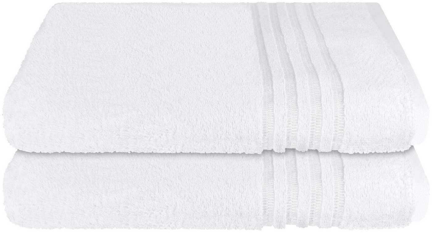 Schiesser Duschtücher Milano aus 100% Baumwolle mit eleganter Bordüre in Hoch-Tief-Optik, Frottier (Set, 2-St), Made in Green von Schiesser