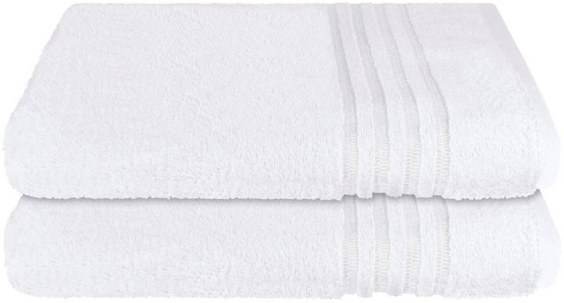 Schiesser Duschtücher Milano aus 100% Baumwolle mit eleganter Bordüre in Hoch-Tief-Optik, Frottier (Set, 2-St), Made in Green von Schiesser