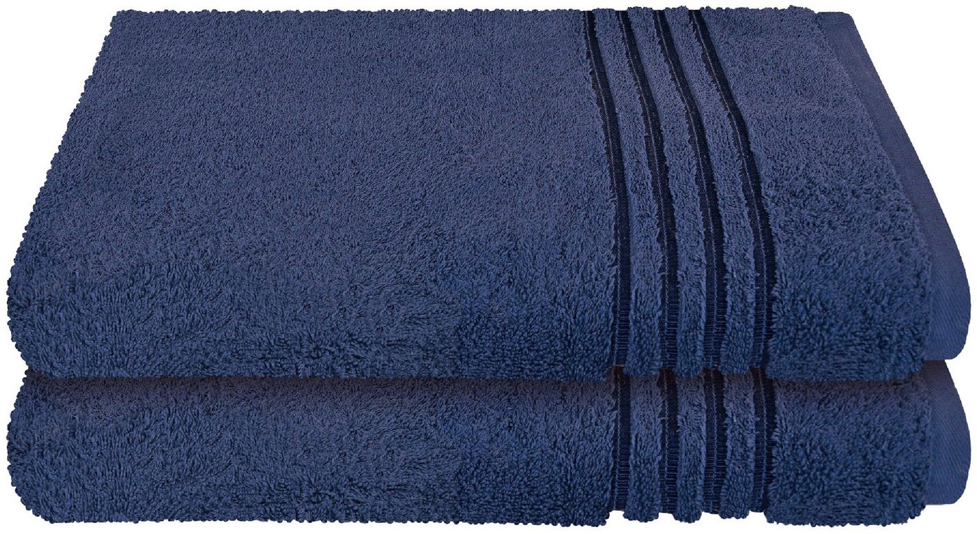 Schiesser Duschtücher Milano aus 100% Baumwolle mit eleganter Bordüre in Hoch-Tief-Optik, Frottier (Set, 2-St), Made in Green von Schiesser