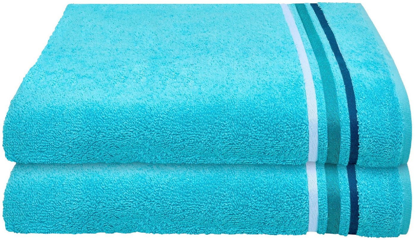 Schiesser Duschtücher Skyline Color aus 100 % Baumwolle mit eleganter Streifenbordüre, Frottier (Set, 2-St), MADE IN GREEN by OEKO-TEX® von Schiesser
