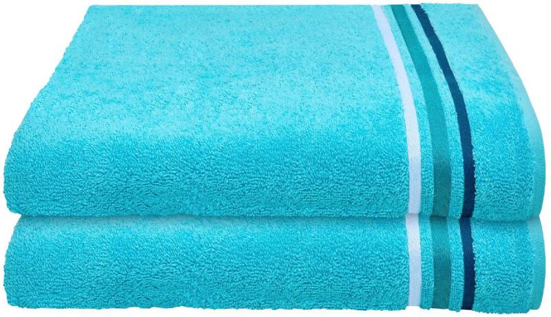 Schiesser Duschtücher Skyline Color aus 100 % Baumwolle mit eleganter Streifenbordüre, Frottier (Set, 2-St), MADE IN GREEN by OEKO-TEX® von Schiesser