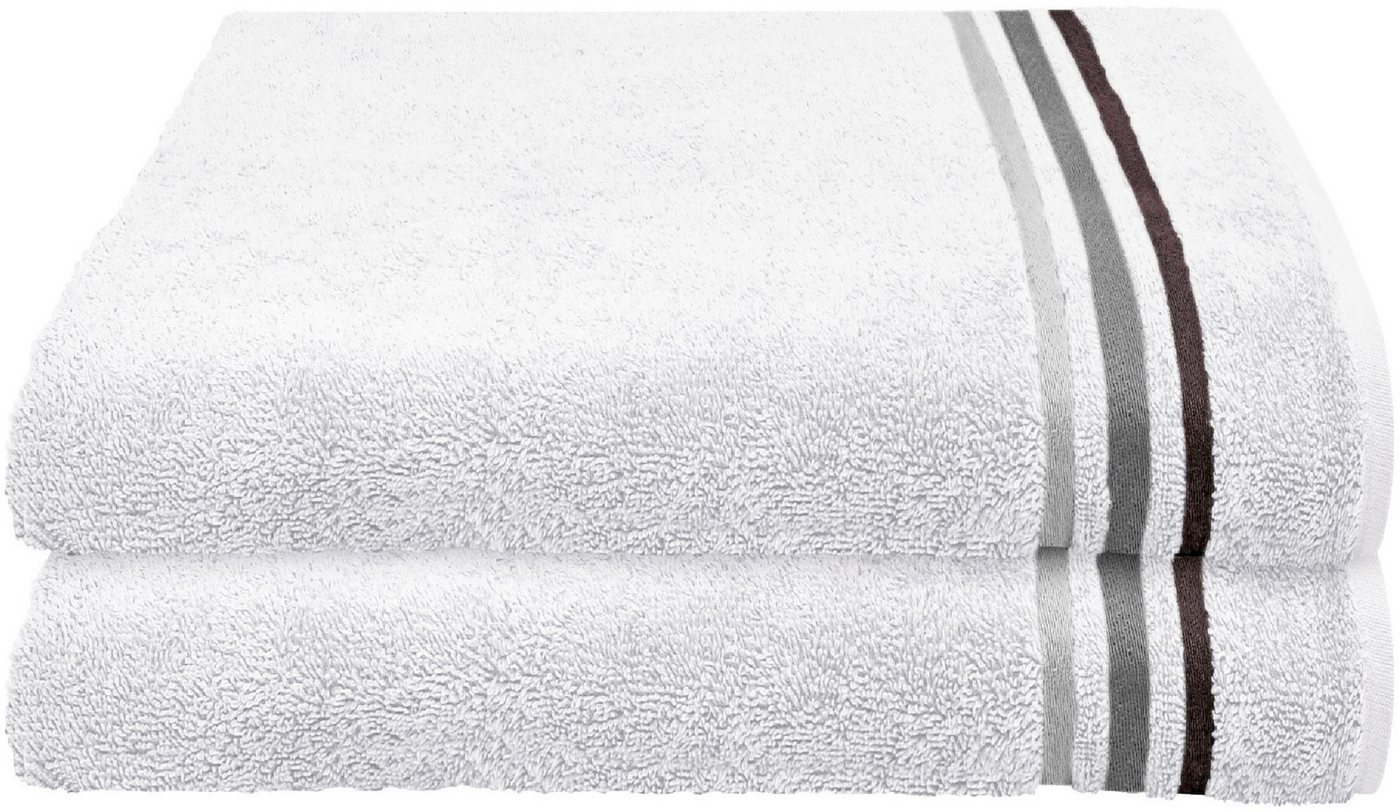 Schiesser Duschtücher Skyline Color aus 100 % Baumwolle mit eleganter Streifenbordüre, Frottier (Set, 2-St), MADE IN GREEN by OEKO-TEX® von Schiesser