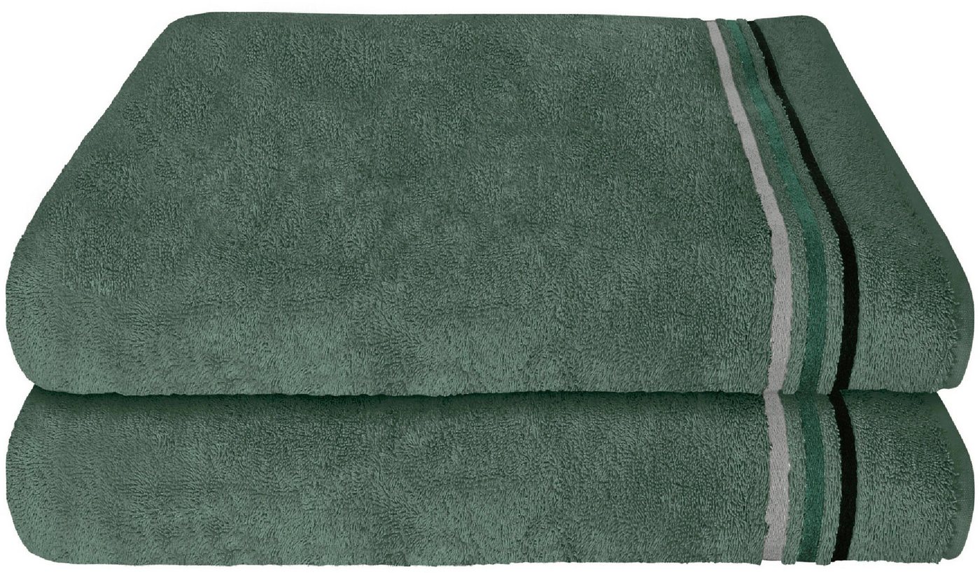 Schiesser Duschtücher Skyline Color aus 100 % Baumwolle mit eleganter Streifenbordüre, Frottier (Set, 2-St), MADE IN GREEN by OEKO-TEX® von Schiesser