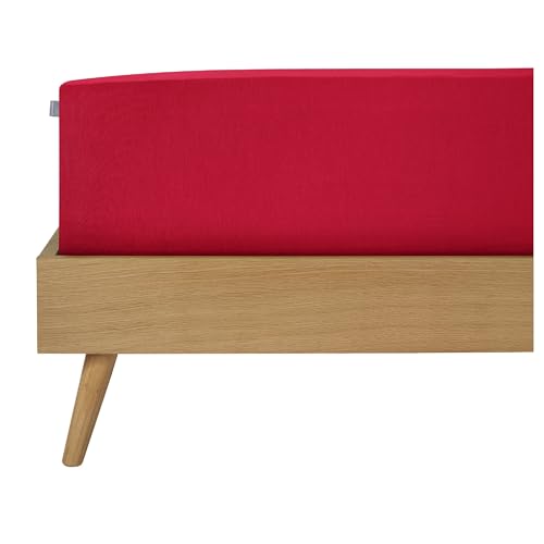 Schiesser Edeljersey Spannbettlaken Jessi | 100% gekämmte Baumwolle aus nachhaltiger Produktion | für Matratzen 140x200cm bis 160x200cm | Matratzenhöhe bis 22cm | Rot von Schiesser