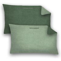 Feinbiber Kissenhüllen, 2er Pack Doubleface Hellgrün-Grün, 100% Baumwolle - Schiesser von Schiesser