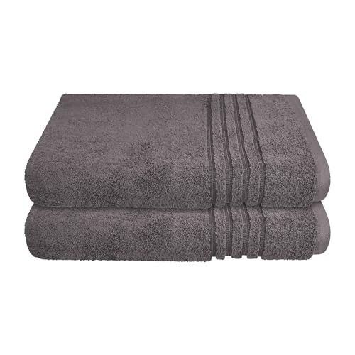 Schiesser Frottier Duschtuch Milano im 2er Set | 100% Baumwolle aus nachhaltiger Produktion | weich, saugstark, farbecht | 70x140cm | Dunkelgrau | Anthrazit von Schiesser