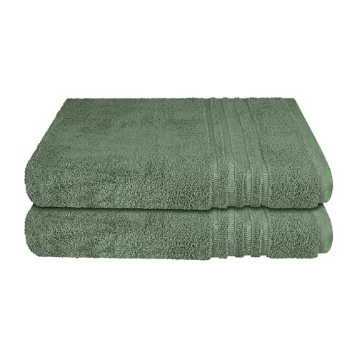 Schiesser Duschtuchset Milano - 2-teilig - 70 x 140 cm - Dunkelgrün von Schiesser