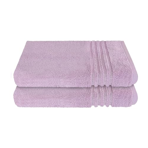 Schiesser Frottier Duschtuch Milano im 2er Set | 100% Baumwolle aus nachhaltiger Produktion | weich, saugstark, farbecht | 70x140cm | Rosé von Schiesser