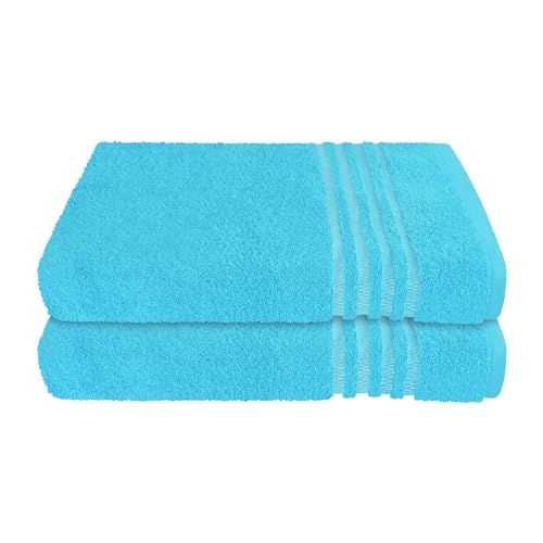 Schiesser Frottier Duschtuch Milano im 2er Set | 100% Baumwolle aus nachhaltiger Produktion | weich, saugstark, farbecht | 70x140cm | Türkis von Schiesser